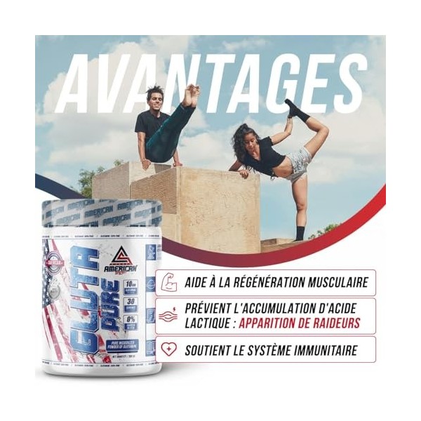 AS American Supplement - L-Glutamine - 300 g - Flacon de 2 mois - Aide à Prévenir les Douleurs Musculaires - Favorise la Régé