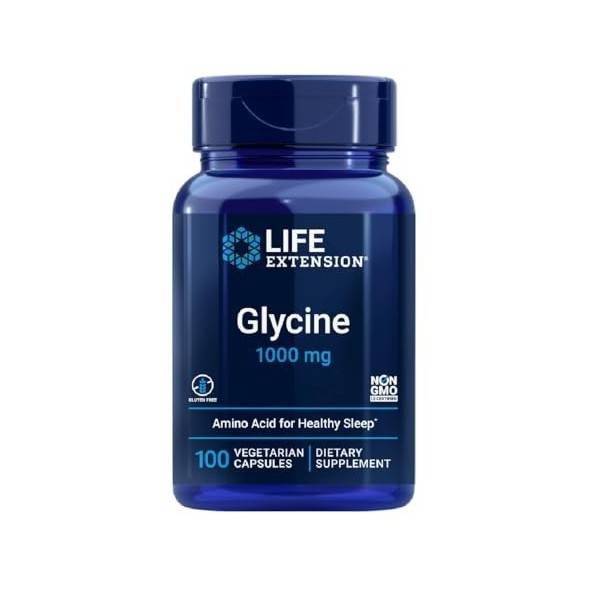Life Extension Glycine 1000mg - 100 Capsules Végétariennes - Soutien Essentiel pour la Santé Métabolique et Cognitive