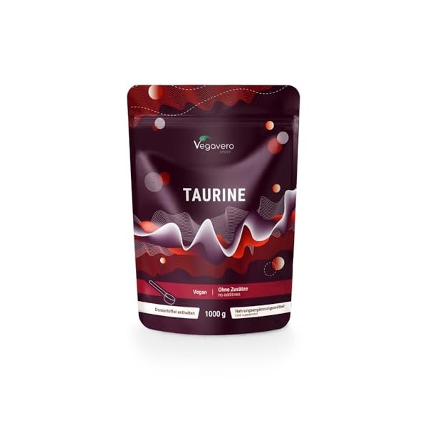 Taurine Poudre 1kg | 100% Pure | Solubilité Optimale & Testée en Laboratoire | Fatigue Musculaire + Performance | Vegan & San
