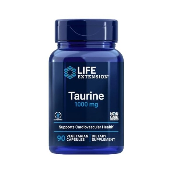 Life Extension Taurine 1000mg, 90 Gélules Végétariennes - Soutien Cardiovasculaire et Bien-Être