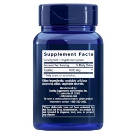 Life Extension Taurine 1000mg, 90 Gélules Végétariennes - Soutien Cardiovasculaire et Bien-Être