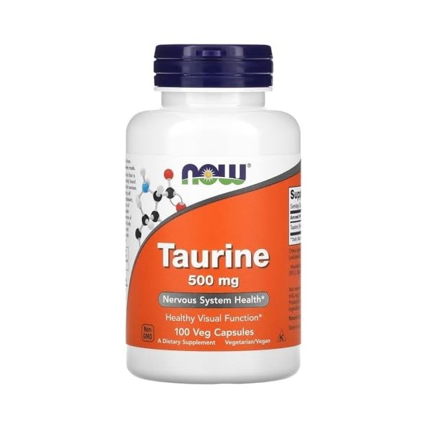 Now Foods - Taurine, 500mg | Acide Aminé pour le Soutien de la Santé Cardiaque et Énergétique - 100 Gélules