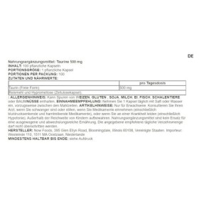 Now Foods - Taurine, 500mg | Acide Aminé pour le Soutien de la Santé Cardiaque et Énergétique - 100 Gélules