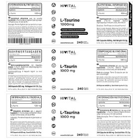 L-Taurine 1000 mg. 240 gélules végétaliennes pour 4 mois. La Taurine est un acide aminé qui améliore la mémoire et la concent