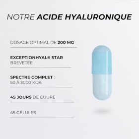 Acide Hyaluronique Dernière Génération ExceptionHYAL® Star - CUURE - Réduit de 18% les Rides en 28 Jours - 45 Gélules - Anti 