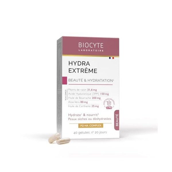 BIOCYTE Hydra Extrême - Acide Hyaluronique, Aloe Vera, Vitamine C et E, Huile de Bourrache - Hydrate, Nourrit & Protège La Pe