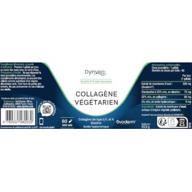 Collagène Naturel Végétarien Ovoderm® - 60 Gélules 300mg - Anti-Âge & Peau Hydratée - Type I, V & X avec Acide Hyaluronique, 
