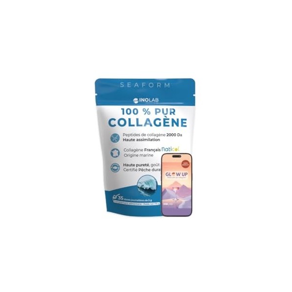 INOLAB Collagène Marin Français 2000 Da Qualité Naticol I Sachet 175g 5g/jour 35 jours I Peptides Hydrolysés I Goût neutre po