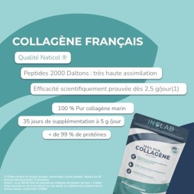 INOLAB Collagène Marin Français 2000 Da Qualité Naticol I Sachet 175g 5g/jour 35 jours I Peptides Hydrolysés I Goût neutre po