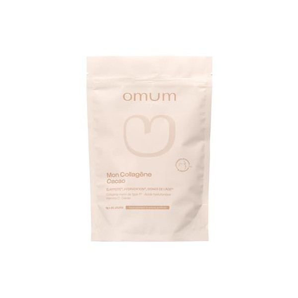 OMUM - Mon Collagène Cacao Elasticité Hydratation Anti-Age - 180 gr 1 mois - Complément Acide Hyaluronique, Vitamines C, Coll