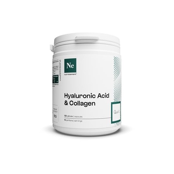 Nutrielement - Collagène & Acide Hyaluronique - 120 gélules - Collagène Marin Naticol®, Acide Hyaluraunique, Vitamine C Quali