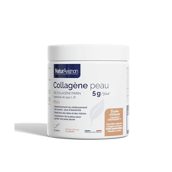 Laboratoire NaturAvignon Collagene marin hydrolysé type 1&3 | Beauté de la peau, rides, hydratation | Collagene et acide hyal