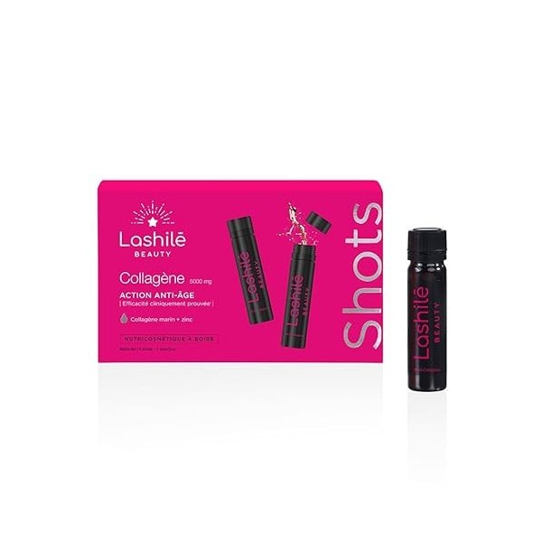 Lashilé Beauty - Shots Collagène 5000 mg - Action Anti-âge - Nutricosmétique à boire - Programme 14 Jours - Collagène marin t