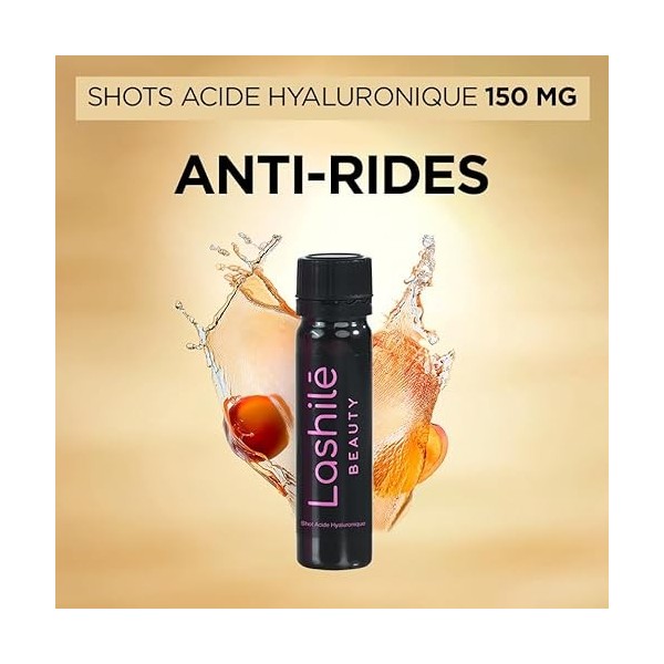 Lashilé Beauty - Shots Acide Hyaluronique 150 mg - Anti-rides et élasticité de la peau - Nutricosmétique à boire - Programme 