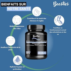 Beauty Collagen BOOSTIES 430g | Poudre de Collagène Marin Hydrolysé | 10 000 mg Aquacol® par dose | Types 1 & 3 | + Acide h