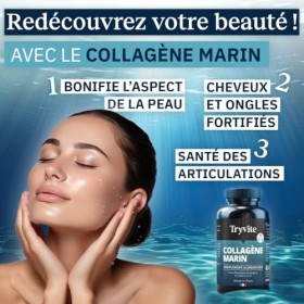 Collagene Marin Type 1 et 2 Premium avec Vitamines C & E | 1200 mg Hydrolysat pour Peau, Cheveux & Articulations | Haute Abso