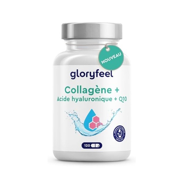 Collagene Marin + Acide Hyaluronique & Q10, 120 Capsules, Enrichi en Zinc, Magnésium, Vitamines B12, D3, A & C, Complexe Coll