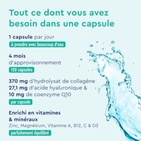 Collagene Marin + Acide Hyaluronique & Q10, 120 Capsules, Enrichi en Zinc, Magnésium, Vitamines B12, D3, A & C, Complexe Coll