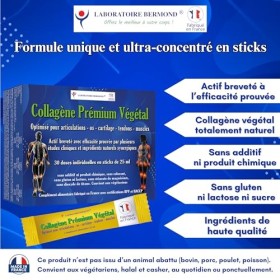 Collagene Premium Vegetal liquide 30 x 25 ml - Formule concentrée pour Articulations - Cartilage - Os - Tendons - Muscles - C