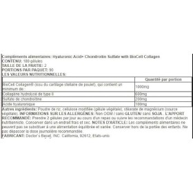 Doctors Best Acide Hyaluronique et Sulfate de Chondroïtine avec BioCell Collagen - Soutien Articulaire et Cutané - 180 Gélul