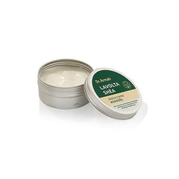 LAVOLTA crème de peau naturelle 100% beurre de karité & vitamine E avec huile de coco pour peau très sèche & sensible du visa