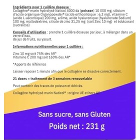 Sweety beauty - Poudre de Collagène Marin+ - Sans sucre - Sans gluten - Complément alimentaire - Contient de lAcide Hyaluron