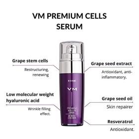 Kosei - VM Premium Cells - Sérum Anti-rides - 30 ml - Rempleur des Rides - Avec Acide Hyaluronique - Avec Effet Lissant - San