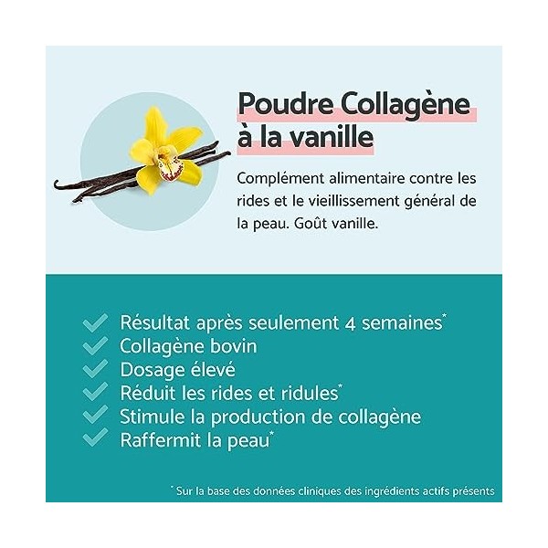 Remescar Poudre de Collagen Vanille 30 Sachets - Collagène Bovin avec Acide Hyaluronique, Biotine, Vitamine C, Zinc pour le m