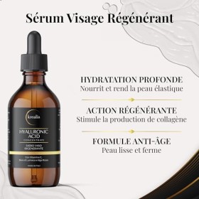 Krealis 100ml Serum Visage À L’Acide Hyaluronique PUR, vitamine c serum visage, Avec Bave Escargot Et Algues Rouges, serum ac