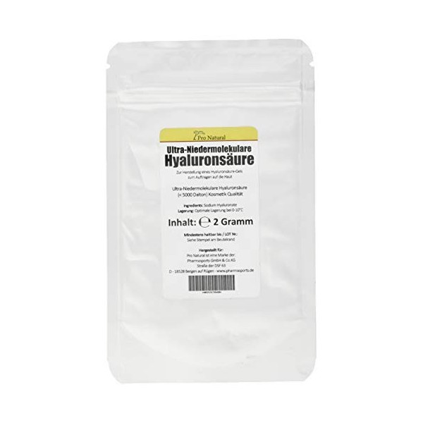 2 G Acide Hyaluronique Poudre à fabriquer soi-même eigener cosmétique/acide hyaluronique gel