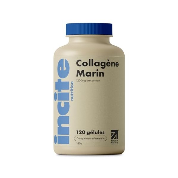Incite Nutrition Collagène marin-Suppléments de capsules à haute résistance pour femmes/hommes Pure Superior Type 1 Hydrolyse