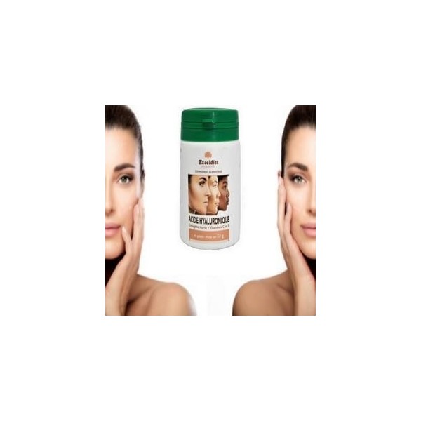 Acide Hyaluronique Pur | Collagène Marin | Vitamine C et E | Anti-rides | Anti-âge et Articulations | 60 Gélules | Fabriqué e