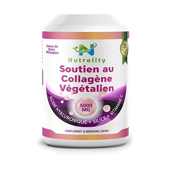 Nutrality Supplément Liquide Vegan Collagène 500ml - Premium 5000mg Peptides De Collagène Hydrolysés Silice, Biotine, Vitamin