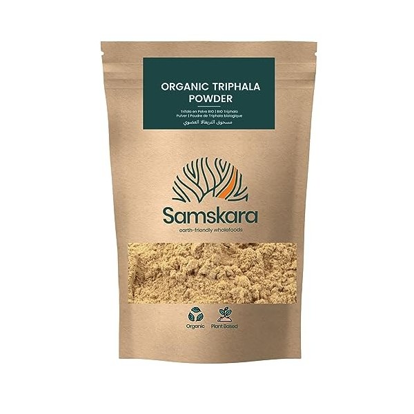 Triphala en Poudre BIO 100% Pure | Samskara Tribe | Mélange Ayurvédique Indien de Amla, Haritaki et Bibhitaki | Aide à la Dig