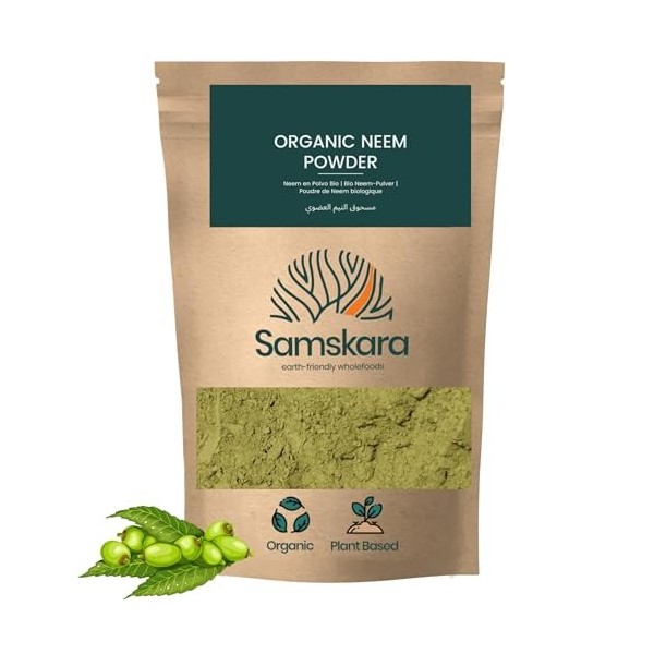 Poudre de Feuilles de Neem Bio | Azadirachta Indica | Origine Inde - Samskara Tribe | Neem Ayurvédique pour une Peau Saine et