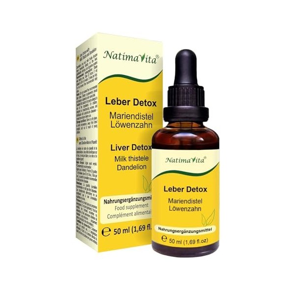 Leber Detox Chardon-Marie et pissenlit – 50 ml – Détoxifiant et dégradant sur le foie, la gelée, le système digestif – 100 % 