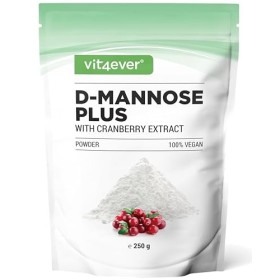 Poudre de D-mannose avec cranberry - 250 grammes de poudre à dissoudre dans leau - 100 jours dautonomie - avec cuillère dos