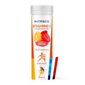NUTRI & CO Vitamine C 1000mg & Bioflavonoïdes - 45 jours - 100% Pure & Clean - Goût Citron-Fraise - Lot de 3x 15 comprimés ef