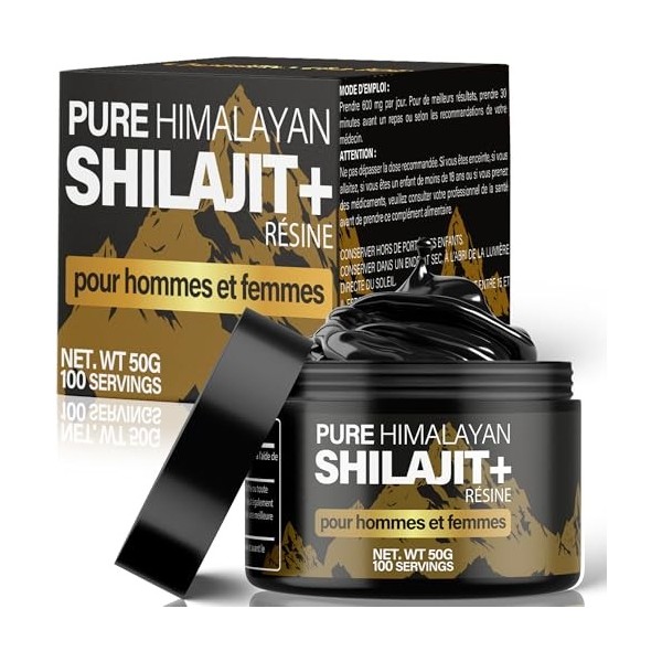 Shilajit, shilajit Pure and Natural, Shilajit himalaya bio pour hommes et femmes, Résine de Authentique, Riche en Acide Fulvi