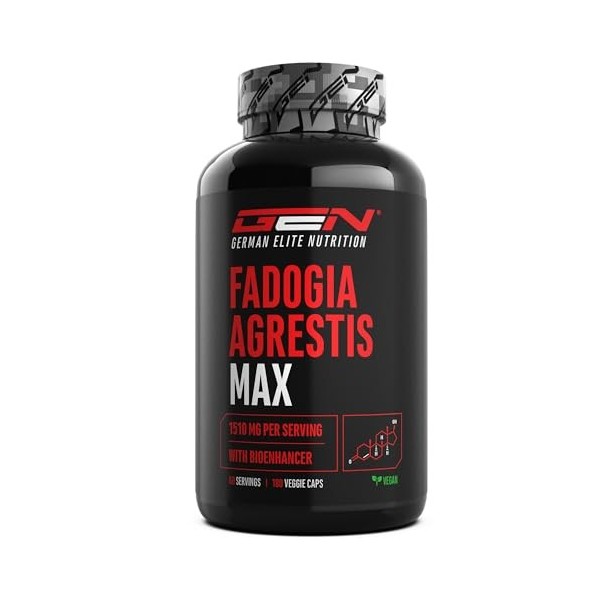 Fadogia Agrestis Max - 180 gélules - Extra fortement dosé avec 1510 mg par portion journalière - Avec Bioenhancer - Sans addi