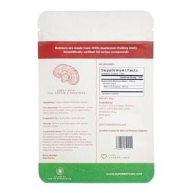 Poudre de champignon à lextrait de Reishi certifié superbotanique – Favorise le bien-être holistique – Sans gluten et végéta