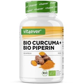 Curcuma bio au poivre noir - 365 gélules - 4511 mg de curcuma bio curcuma par dose journalière - avec curcumine & pipérine 