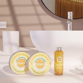 Les Cosmétiques Frais - Routine Corps Sublimante Bio - Gommage + Lait Corps + Huile Sèche Visage et Corps - 3 Soins pour Tous