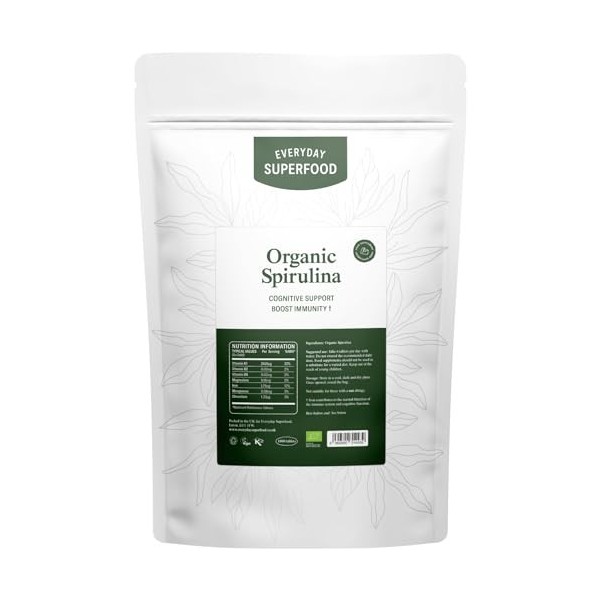 Comprimés de spiruline biologique 1800 comprimés - Spiruline brute pressée à froid - Certifié végétalien et casher