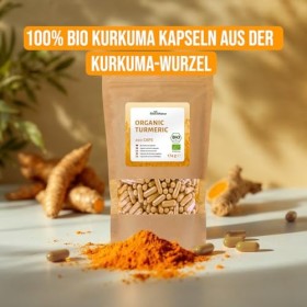 RheinNatur Lot de 200 gélules de curcuma bio - 4500 mg par dose quotidienne - Racine de curcuma finement moulue dans une enve