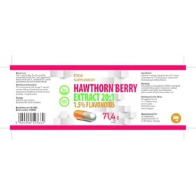 Baie daubépine Hawthorn Berry 5,000mg équivalent 500mg dextrait 10:1 120 gélules végétaliennes, 1,5% de flavonoïdes, te