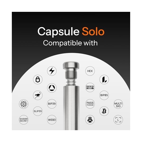 Cryptosteel Capsule Duo pour Bitcoin : Protection Robuste de 24 graines, Compatible avec Ledger, Trezor & BitBox