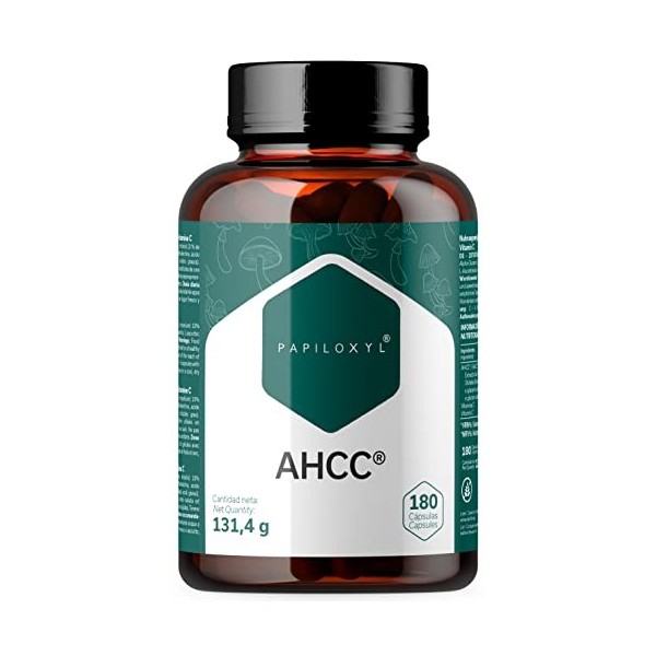 AHCC par Papiloxyl - 180 Gélules, 500 mg par Capsule, Culture Liquide Brevetée de Lentinula Edodes Shiitake , Fabriqué au Ja
