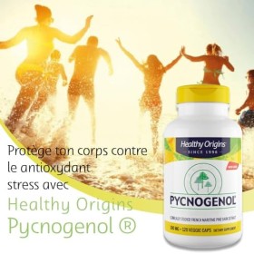 Healthy Origins, Pycnogenol, 100mg, Extrait dÉcorce de Pin avec Procyanidines, 120 Capsules végétaliennes, Sans Soja, Sans G