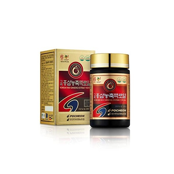 Pocheon Korean Red Ginseng Concentrated Pure Extract Royal 240g, Ginsenoside Rg1+Rb1+Rg3-6mg/g High Solid State 70% 6Years Ro